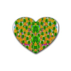 Jungle Love In Fantasy Landscape Of Freedom Peace Rubber Coaster (Heart) 