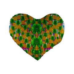 Jungle Love In Fantasy Landscape Of Freedom Peace Standard 16  Premium Heart Shape Cushions