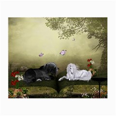 Wonderful Whte Unicorn With Black Horse Small Glasses Cloth by FantasyWorld7