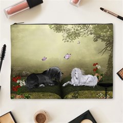 Wonderful Whte Unicorn With Black Horse Cosmetic Bag (xl) by FantasyWorld7