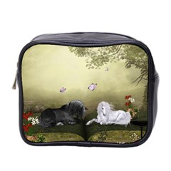 Wonderful Whte Unicorn With Black Horse Mini Toiletries Bag 2-side by FantasyWorld7