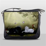 Wonderful Whte Unicorn With Black Horse Messenger Bags Front