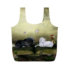 Wonderful Whte Unicorn With Black Horse Full Print Recycle Bags (m)  by FantasyWorld7