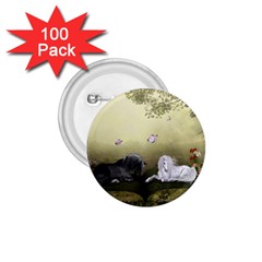 Wonderful Whte Unicorn With Black Horse 1 75  Buttons (100 Pack)  by FantasyWorld7