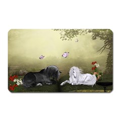 Wonderful Whte Unicorn With Black Horse Magnet (rectangular) by FantasyWorld7