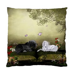 Wonderful Whte Unicorn With Black Horse Standard Cushion Case (one Side) by FantasyWorld7