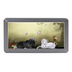 Wonderful Whte Unicorn With Black Horse Memory Card Reader (mini) by FantasyWorld7