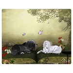 Wonderful Whte Unicorn With Black Horse Double Sided Flano Blanket (Medium)  60 x50  Blanket Back