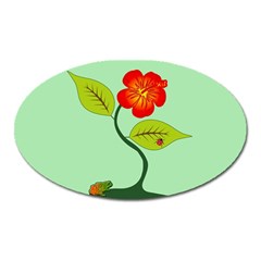 Plant And Flower Oval Magnet by linceazul