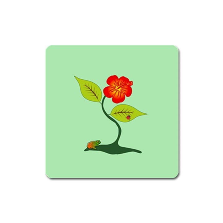 Plant And Flower Square Magnet