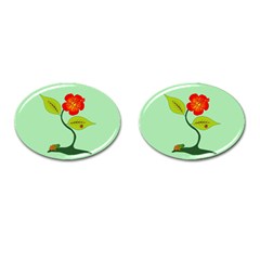 Plant And Flower Cufflinks (oval) by linceazul