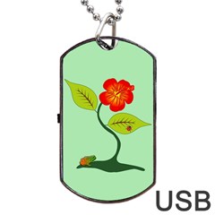 Plant And Flower Dog Tag Usb Flash (one Side) by linceazul