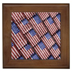 Usa Flag Grunge Pattern Framed Tiles by dflcprints