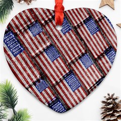 Usa Flag Grunge Pattern Ornament (heart) by dflcprints