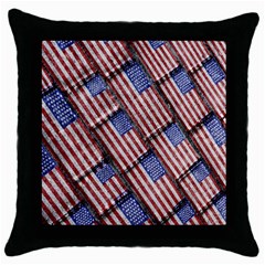 Usa Flag Grunge Pattern Throw Pillow Case (black) by dflcprints