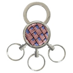 Usa Flag Grunge Pattern 3-ring Key Chains by dflcprints