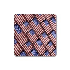 Usa Flag Grunge Pattern Square Magnet by dflcprints