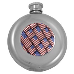 Usa Flag Grunge Pattern Round Hip Flask (5 Oz) by dflcprints