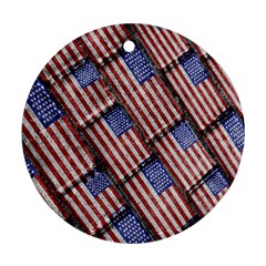 Usa Flag Grunge Pattern Round Ornament (two Sides) by dflcprints