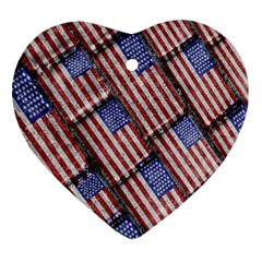 Usa Flag Grunge Pattern Heart Ornament (two Sides) by dflcprints