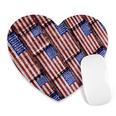 Usa Flag Grunge Pattern Heart Mousepads by dflcprints