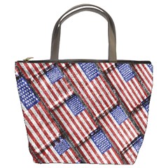 Usa Flag Grunge Pattern Bucket Bags by dflcprints