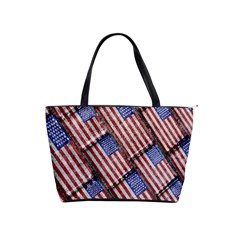 Usa Flag Grunge Pattern Shoulder Handbags by dflcprints