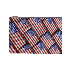 Usa Flag Grunge Pattern Cosmetic Bag (large)  by dflcprints