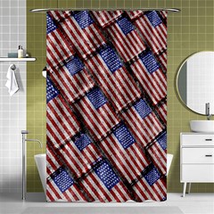 Usa Flag Grunge Pattern Shower Curtain 48  X 72  (small)  by dflcprints