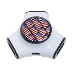 Usa Flag Grunge Pattern 3-port Usb Hub by dflcprints