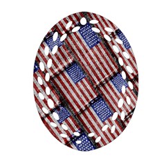 Usa Flag Grunge Pattern Ornament (oval Filigree) by dflcprints