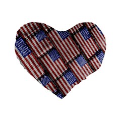 Usa Flag Grunge Pattern Standard 16  Premium Heart Shape Cushions by dflcprints