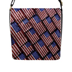 Usa Flag Grunge Pattern Flap Messenger Bag (l)  by dflcprints