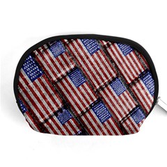 Usa Flag Grunge Pattern Accessory Pouches (medium)  by dflcprints