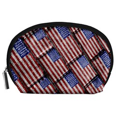 Usa Flag Grunge Pattern Accessory Pouches (large)  by dflcprints