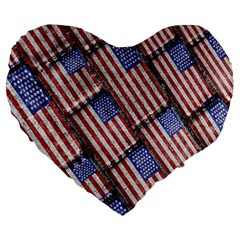 Usa Flag Grunge Pattern Large 19  Premium Flano Heart Shape Cushions by dflcprints