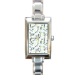 Hand Drawm Seamless Floral Pattern Rectangle Italian Charm Watch by TastefulDesigns