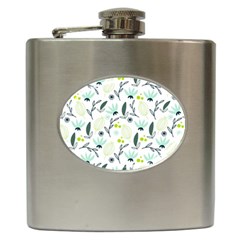 Hand Drawm Seamless Floral Pattern Hip Flask (6 Oz) by TastefulDesigns