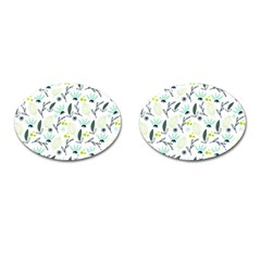 Hand Drawm Seamless Floral Pattern Cufflinks (oval) by TastefulDesigns