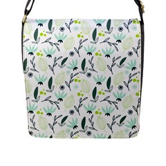 Hand Drawm Seamless Floral Pattern Flap Messenger Bag (l)  by TastefulDesigns