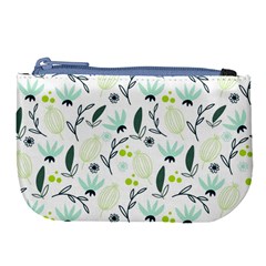 Hand Drawm Seamless Floral Pattern Large Coin Purse by TastefulDesigns