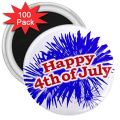 Happy 4th Of July Graphic Logo 3  Magnets (100 Pack) by dflcprints