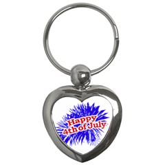 Happy 4th Of July Graphic Logo Key Chains (heart)  by dflcprints