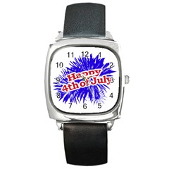 Happy 4th Of July Graphic Logo Square Metal Watch by dflcprints