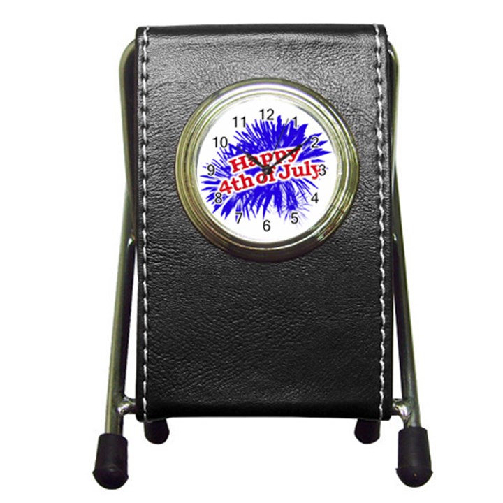 Happy 4th Of July Graphic Logo Pen Holder Desk Clocks