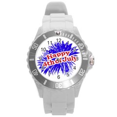 Happy 4th Of July Graphic Logo Round Plastic Sport Watch (l) by dflcprints