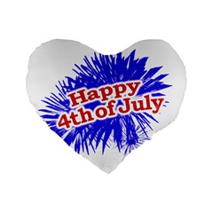 Happy 4th Of July Graphic Logo Standard 16  Premium Flano Heart Shape Cushions by dflcprints