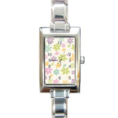 Beautiful Spring Flowers Background Rectangle Italian Charm Watch by TastefulDesigns