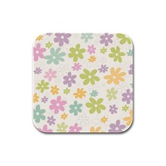 Beautiful Spring Flowers Background Rubber Square Coaster (4 Pack)  by TastefulDesigns