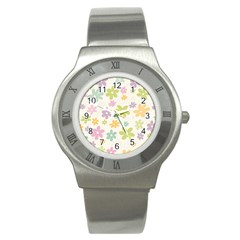 Beautiful Spring Flowers Background Stainless Steel Watch by TastefulDesigns